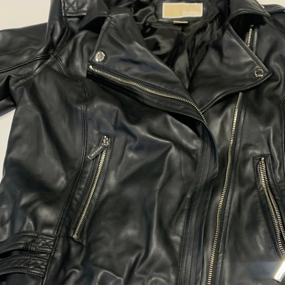 Michael Kors Ruched leather biker jacket - Women’s‎ L - 327